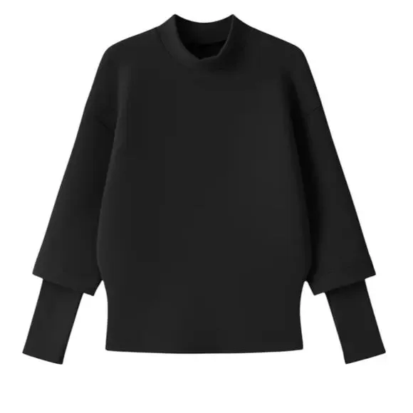 NWT OGL FuzzLuxe Mockneck Sleeve Warmer Top Black Women’s Size Medium - Picture 1 of 7